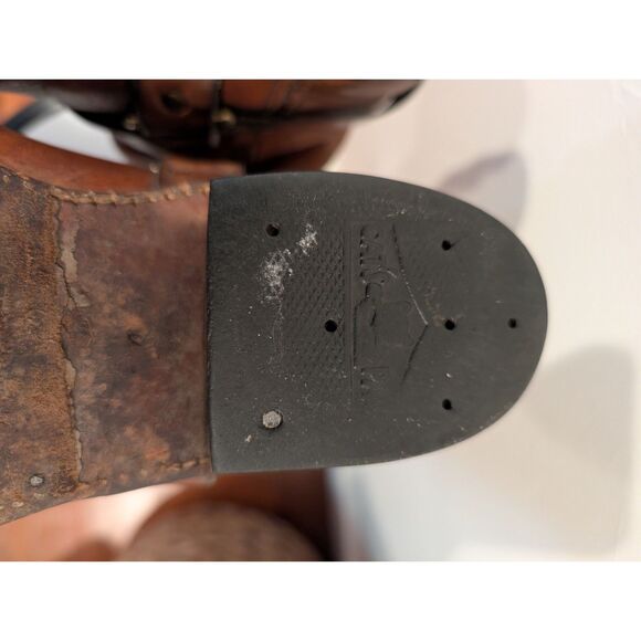 Vintage Brown Leather Harness Boots – Size 8.5–9, CAT/Vibram Sole, Moto Style - Picture 8 of 10